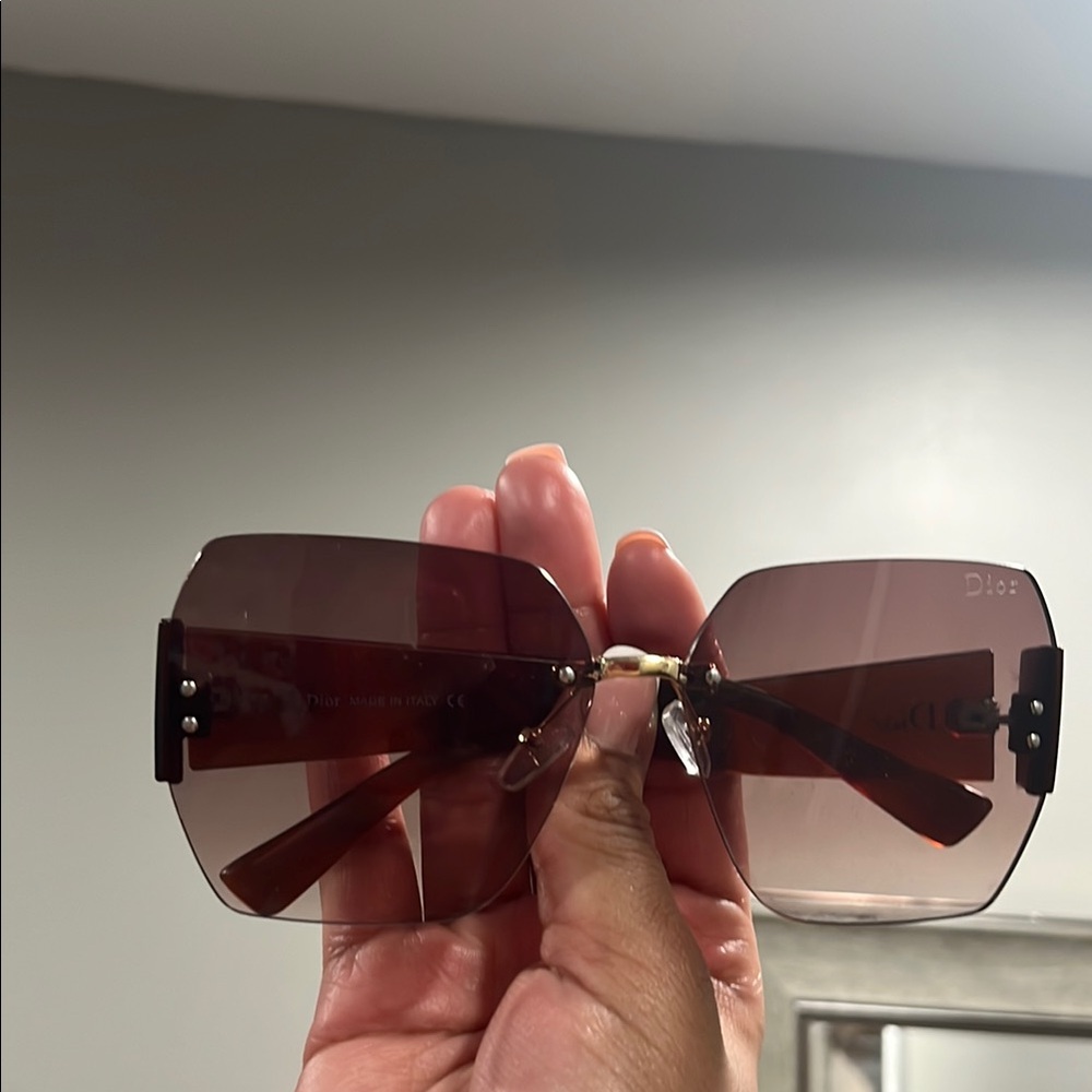 Dior Brown Rimless Sunglasses with Gradient Lenses